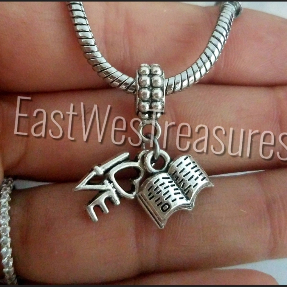 Open book reading charm bracelet book lover jewelry